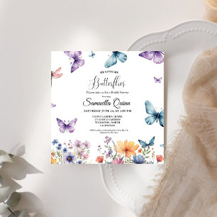 Invitation Elégante Fête des mariées de papillons aquarelle