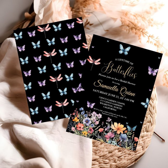 Invitation Elégante Fête des mariées de papillons aquarelle (Créateur téléchargé)