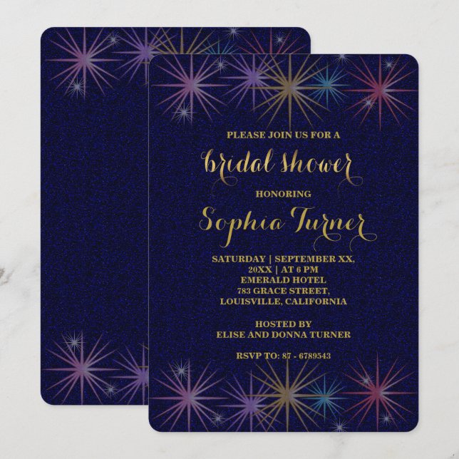 Invitation Elégante Fête des mariées de Parties scintillant B (Devant / Derrière)