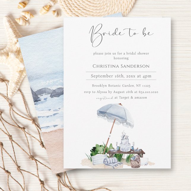 Invitation Élégante Fête des mariées de plage côtière Enregis (Créateur téléchargé)