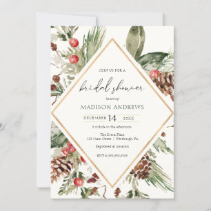 Invitation Elégante Fête des mariées de Poinsettia À feuillag