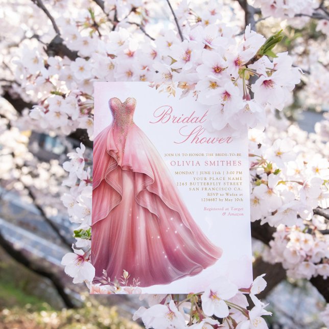Invitation Élégante Fête des mariées de robe florale Boho ros (Créateur téléchargé)