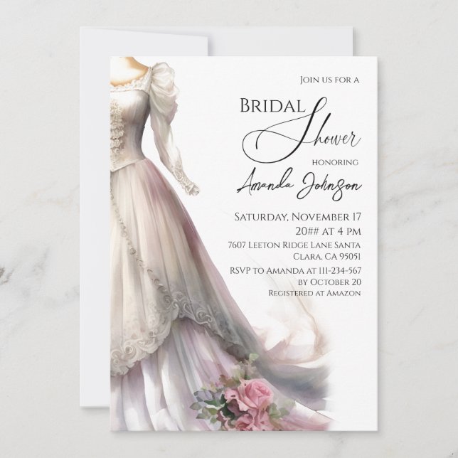Invitation Elégante Fête des mariées de robe Mariage Whimsica (Devant)