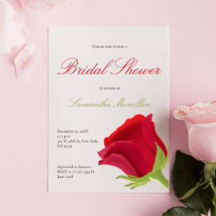 Invitation Élégante Fête des mariées de rose rouge