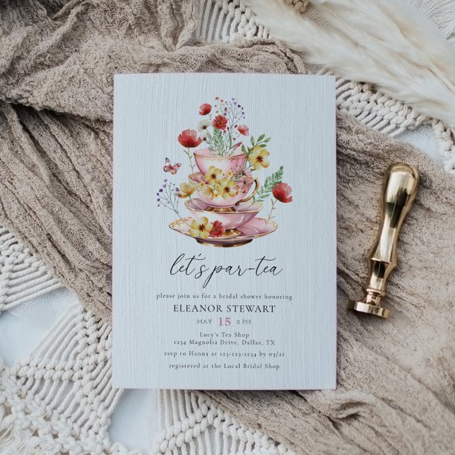Invitation Elégante Fête des mariées de Tea Party Fleur sauva (Créateur téléchargé)