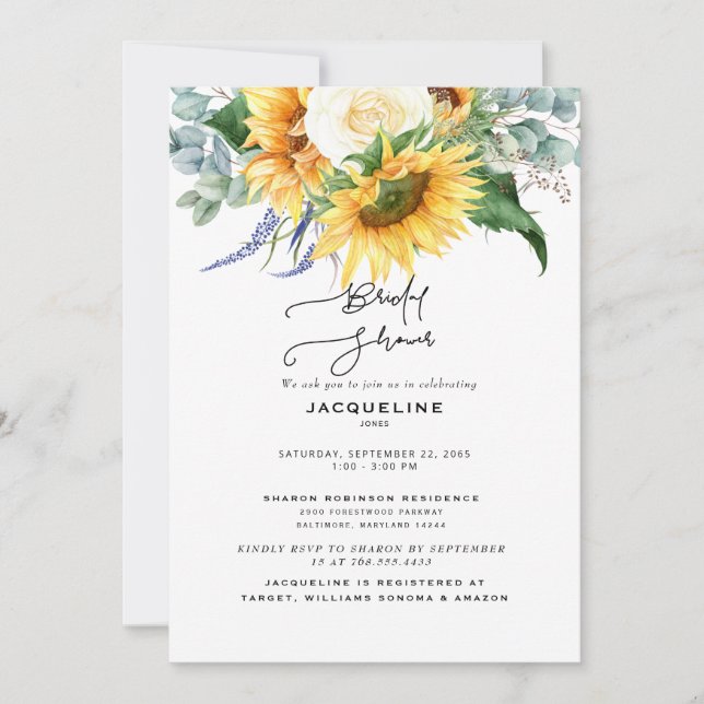 Invitation Elégante Fête des mariées de tournesol automne Euc (Devant)