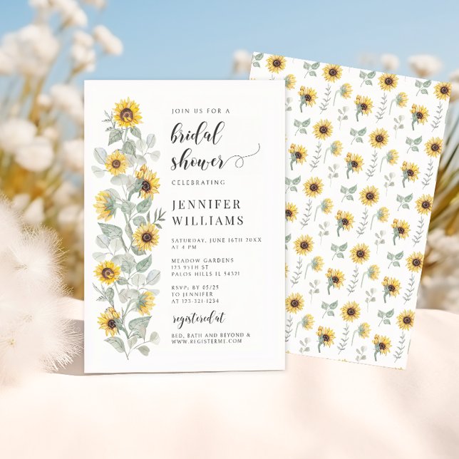 Invitation Elégante Fête des mariées de tournesol boho (Créateur téléchargé)