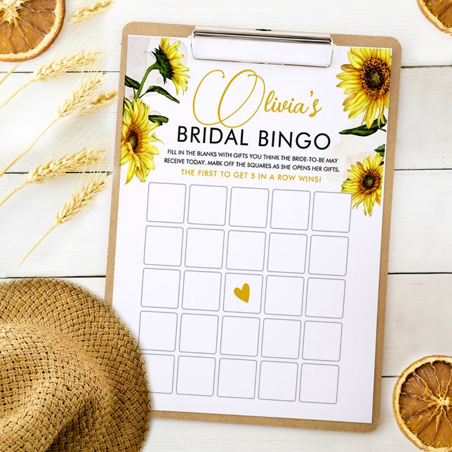 Invitation Elégante Fête des mariées de tournesols Bingo Cart (Créateur téléchargé)