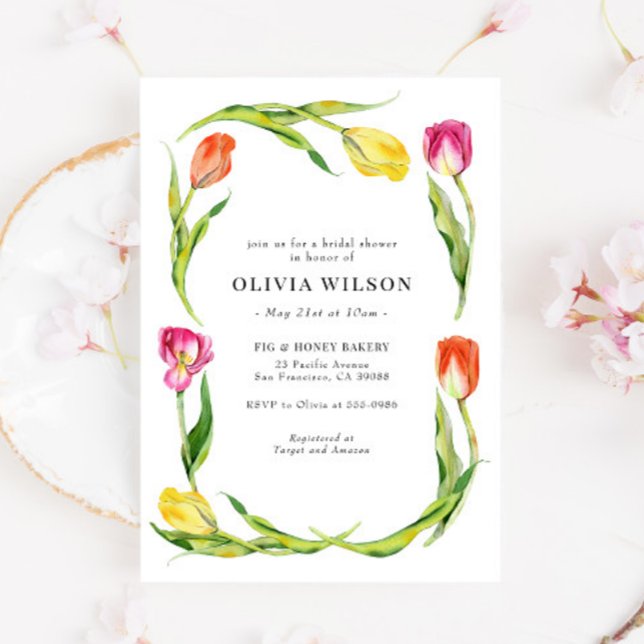 Invitation Elégante Fête des mariées de tulipe à fleurs de pr (Créateur téléchargé)