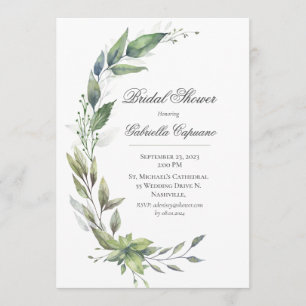 Invitation Elégante Fête des mariées de verdure Feuille rusti