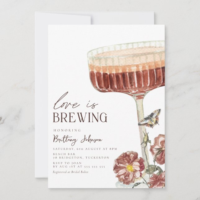 Invitation Elégante Fête des mariées Espresso Martini (Devant)