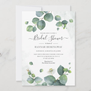 Invitation Elégante Fête des mariées Eucalyptus verdoyante