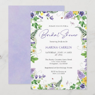 Invitation Elégante Fête des mariées Fleur sauvage aquarelle