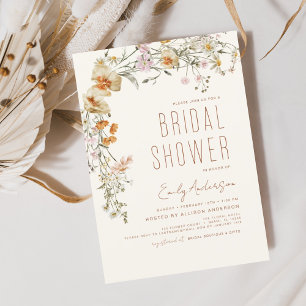 Invitation Élégante Fête des mariées Fleur sauvage Boho Éléga