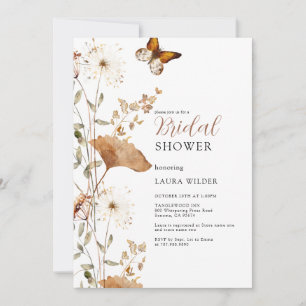Invitation Élégante Fête des mariées Fleur sauvage Boho Terra
