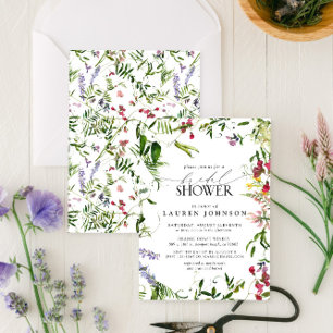 Invitation Elégante Fête des mariées Fleur sauvage d'été