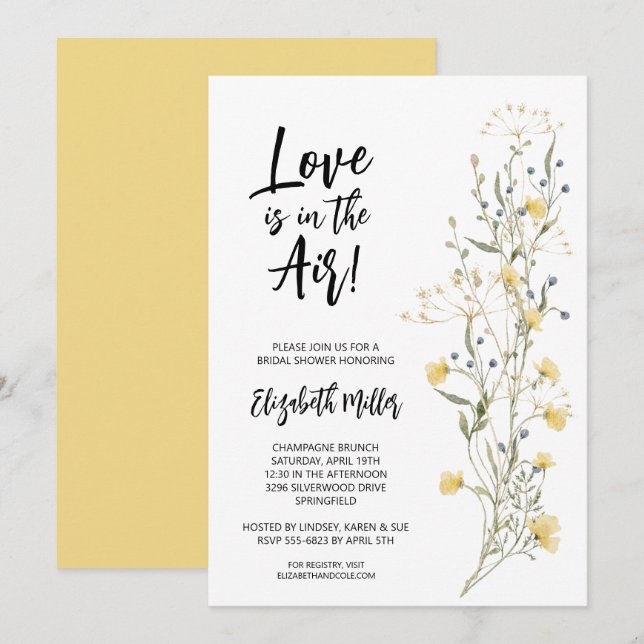 Invitation Elégante Fête des mariées florale Boho (Devant / Derrière)