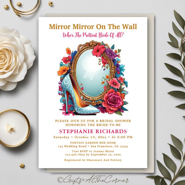 Invitation Élégante Fête des mariées florale de chaussures mi (Créateur téléchargé)