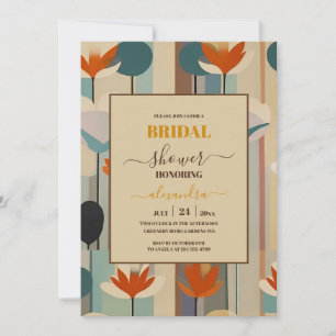 Invitation Élégante Fête des mariées florale du milieu du siè