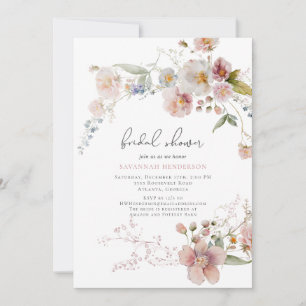 Invitation Elégante Fête des mariées florale Dusty Pink Garde