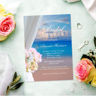 Invitation Elégante Fête des mariées Florale été Ocean Beach