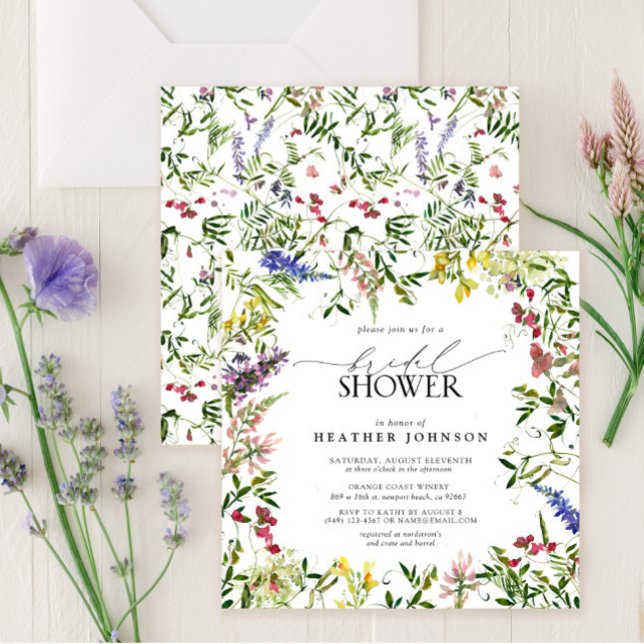 Invitation Élégante Fête des mariées Florale Fleur sauvage d' (Créateur téléchargé)
