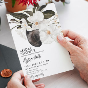 Invitation Elégante Fête des mariées florale moderne florale