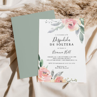 Invitation Élégante Fête des mariées florale rose