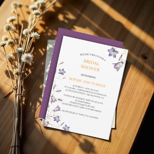Invitation Élégante Fête des mariées florale violette de Bell
