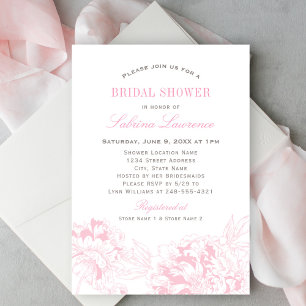 Invitation Élégante Fête des mariées Mariage de pivoine rose