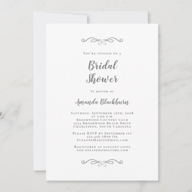 Invitation Elégante Fête des mariées Mariages Script moderne  (Devant)