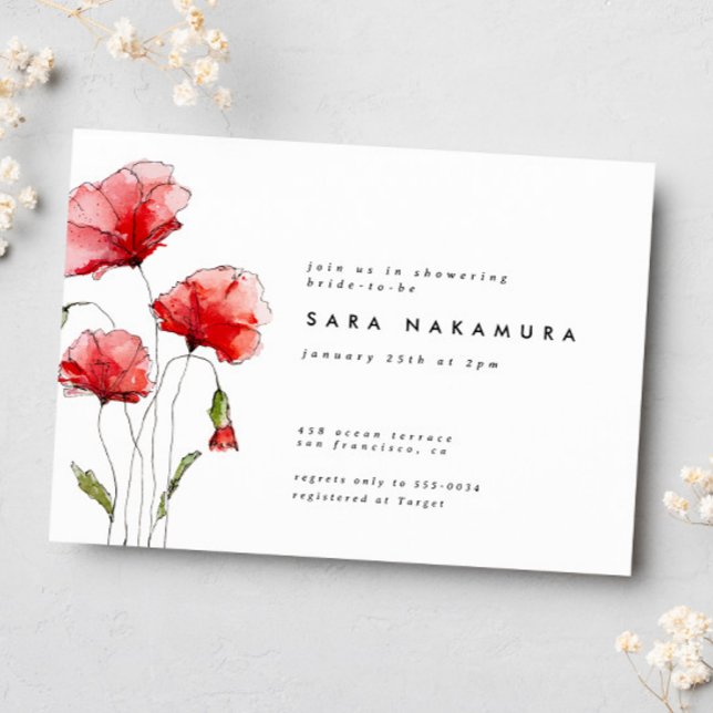 Invitation Élégante Fête des mariées moderne de fleurs de pav (Créateur téléchargé)