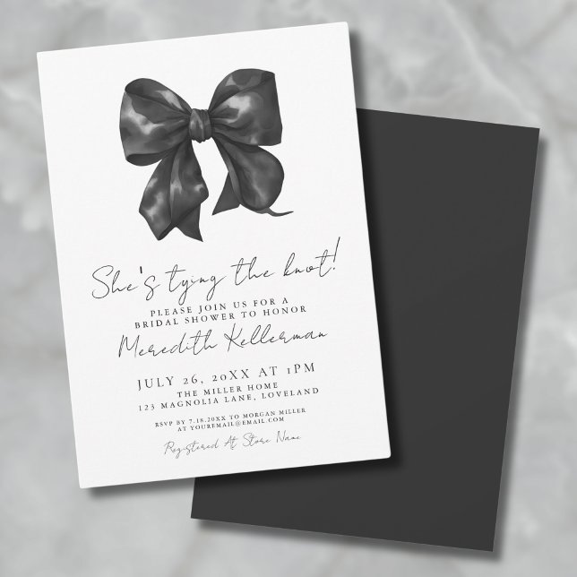 Invitation Elégante Fête des mariées Noir Et Blanc Bow (Elegant Black And White Bow Bridal Shower Invitation)
