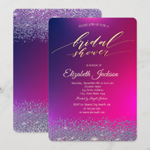 Invitation Élégante Fête des mariées Ombre de diamants violet