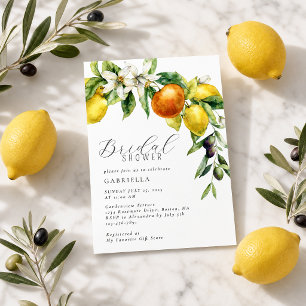 Invitation Élégante Fête des mariées orange Citrus Lemon