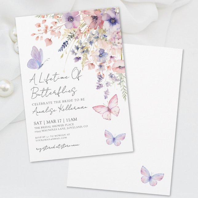 Invitation Elégante Fête des mariées papillon (Elegant Butterfly Bridal Shower Invitation)