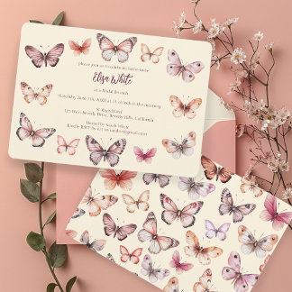 Invitation Elégante Fête des mariées papillons PERSONNALISÉE
