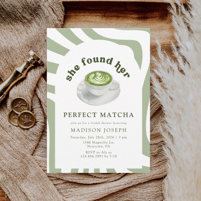 Invitation Élégante Fête des mariées parfaite Matcha (Créateur téléchargé)