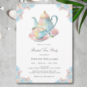 Invitation Élégante Fête des mariées romantique de Tea Party