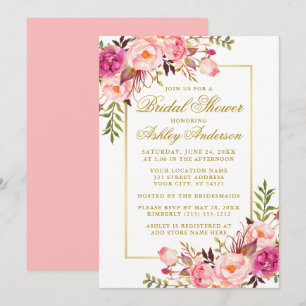 Invitation Élégante Fête des mariées Rose en or rose