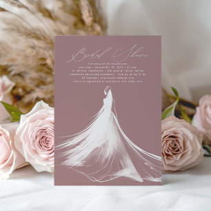 Invitation Élégante Fête des mariées Rose romantique Dusty