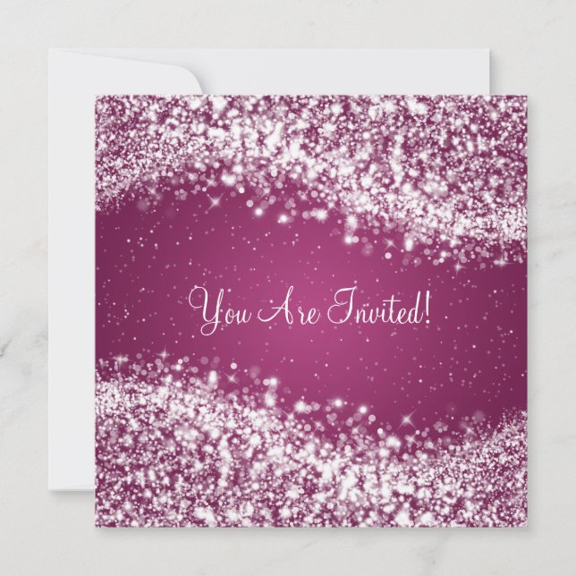 Invitation Élégante Fête des mariées Sparkling Wave Plum (Devant)