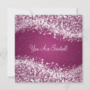 Invitation Élégante Fête des mariées Sparkling Wave Plum