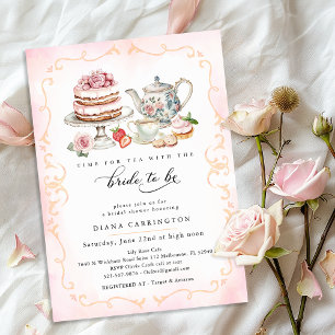 Invitation Elégante Fête des mariées Tea Party - Rose Floral
