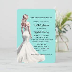 Invitation Elégante Fête des mariées tendance chic turquoise