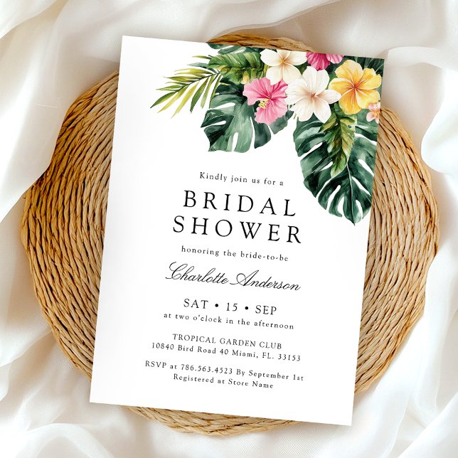 Invitation Élégante Fête des mariées tropicale florale (Créateur téléchargé)