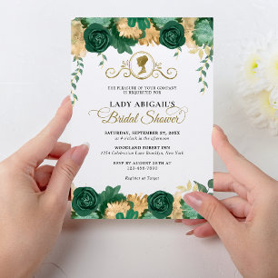 Invitation Élégante Fête des mariées victorienne Emerald Flor