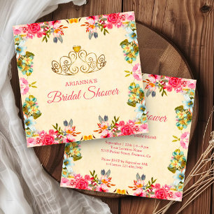 Invitation Elégante Fête des mariées Vintage rose Floral Prin