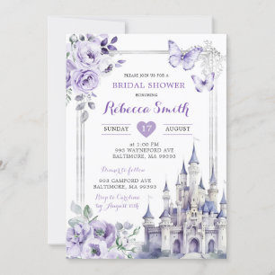 Invitation Elégante Fête des mariées violette argentée Royal