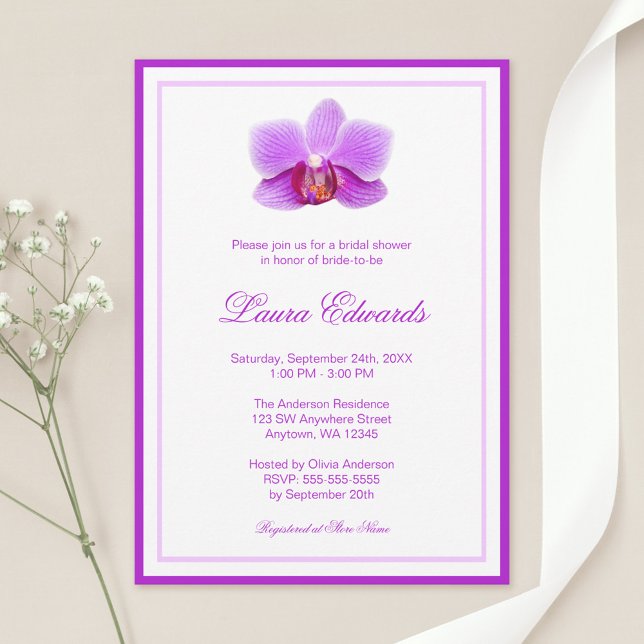 Invitation Elégante Fête des mariées violette orchidée (Créateur téléchargé)